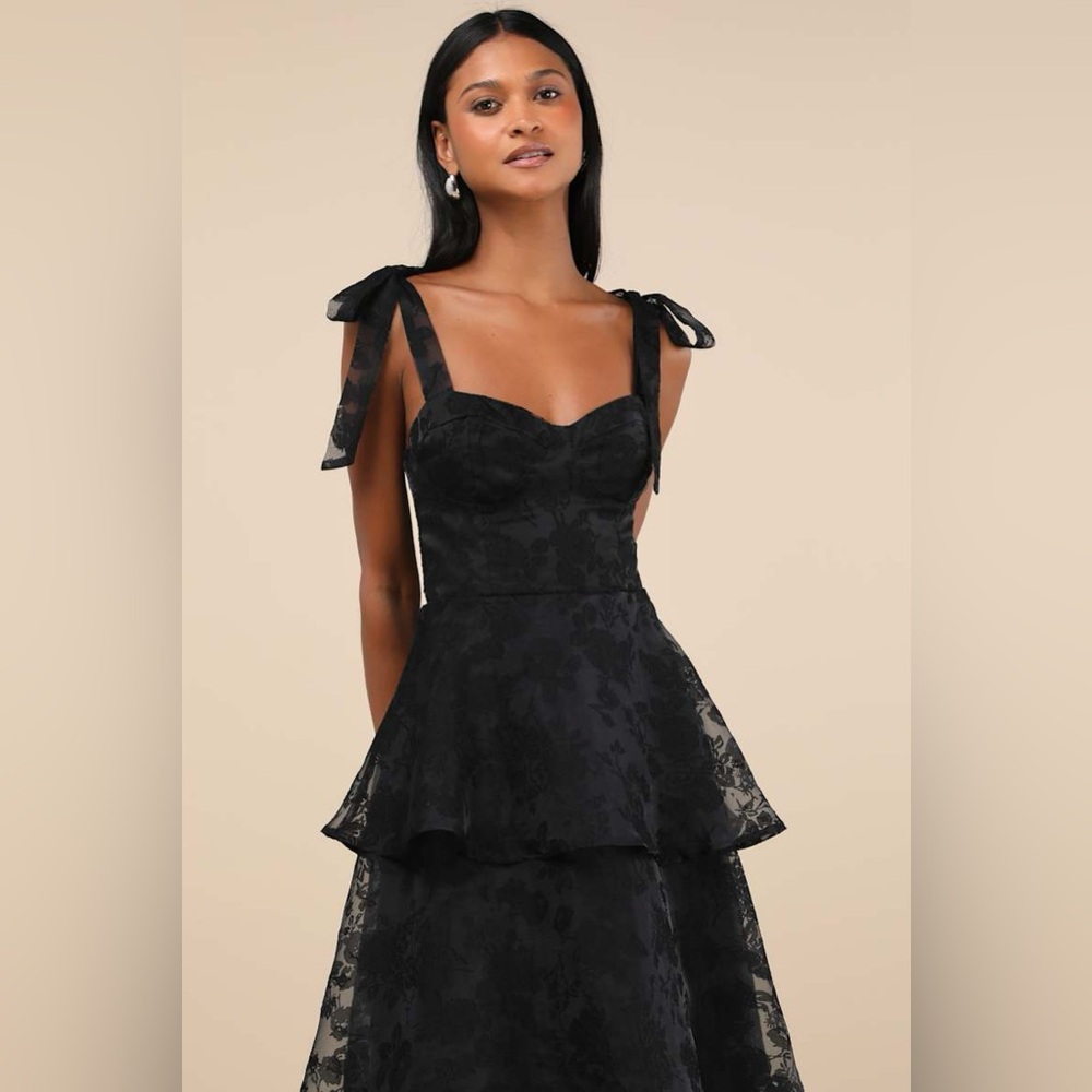 Lulu's Black Lace Midi Dress - Picture 2 of 4